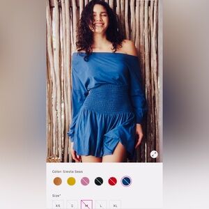 NWT FP sz M, mini dress off-shoulder in siesta seas